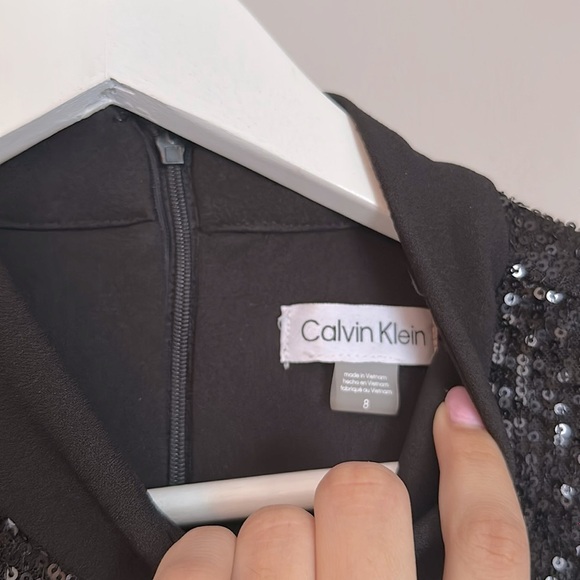 Calvin Klein Mock Neck Sleeveless Sequin Jumpsuit - Picture 3 of 5